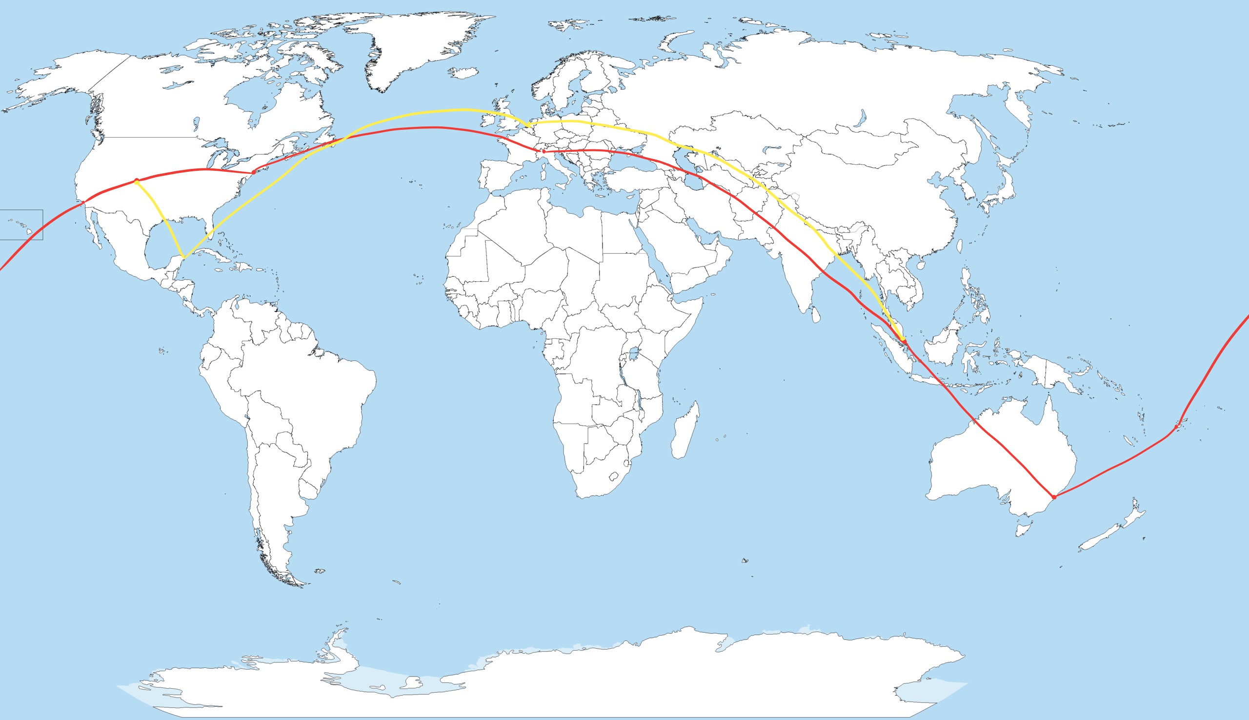 Map of paths traveled by both teams